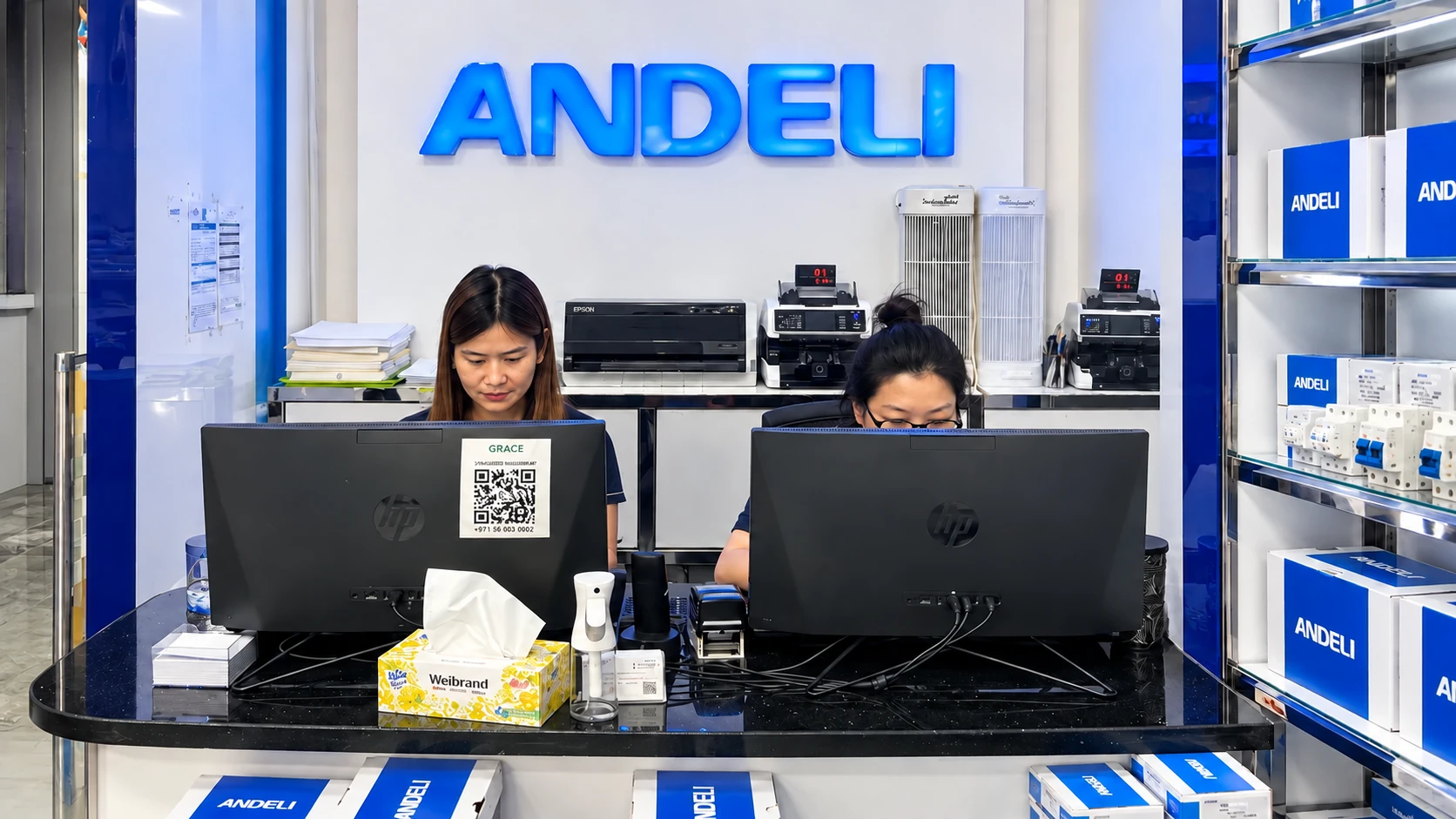 Customer service counter at Andeli Dubai Branch 2